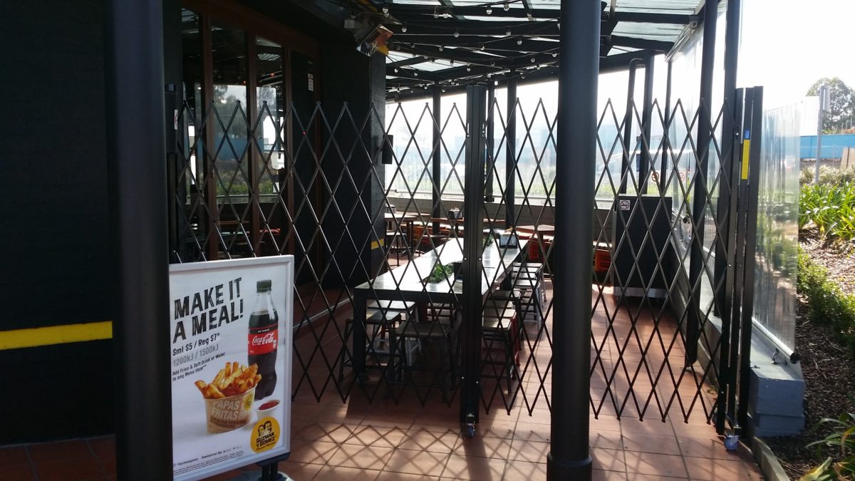 Portable Barrier Shop Closure Doors Guzman Y Gomez Restaurants Wetherill Park Sydney Portable Barriers