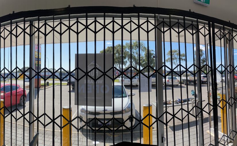 Accordion Trellis Doors to Secure Curved Tenancies