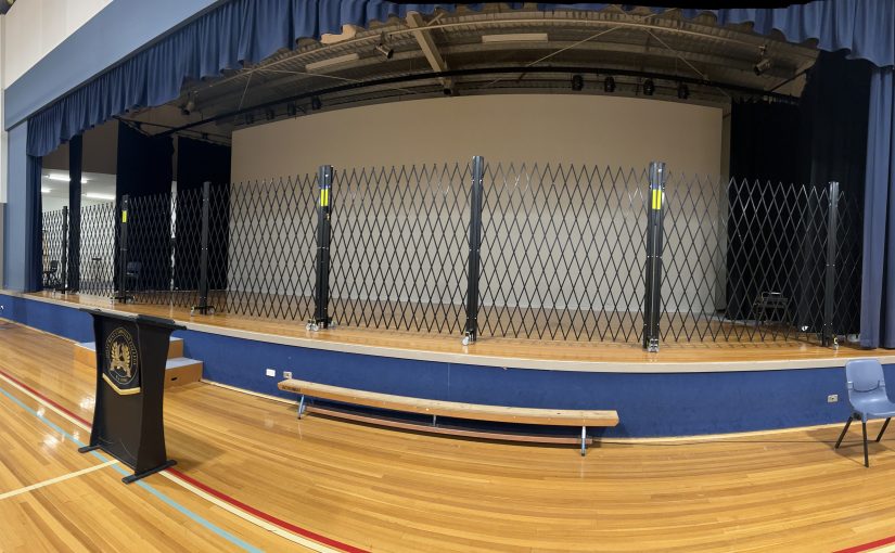 Security Trellis Barriers for Performance Stages at Theatres, Schools and Auditoriums.