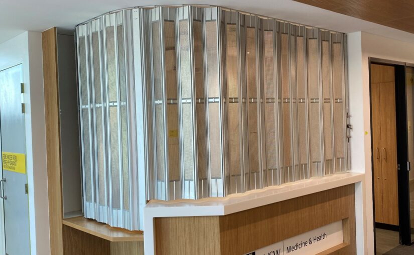 Slimline Folding Closure Doors to secure counters, benchtops, serveries, reception areas
