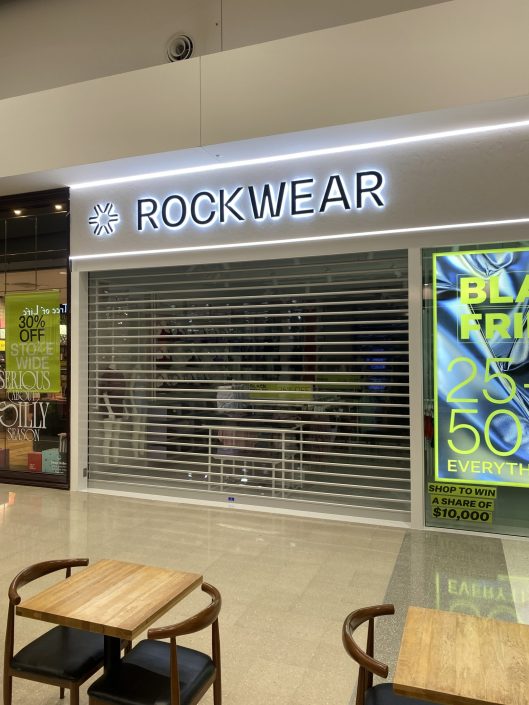 Rockwear Sleek , Elegant Security Shutters for new R.A.G store