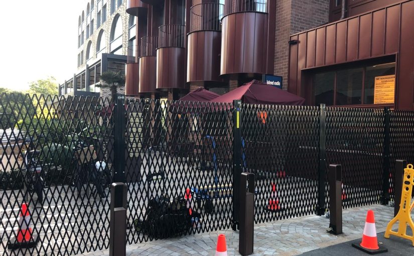 Top of the range  portable retractable barriers secure world class Sydney precinct.